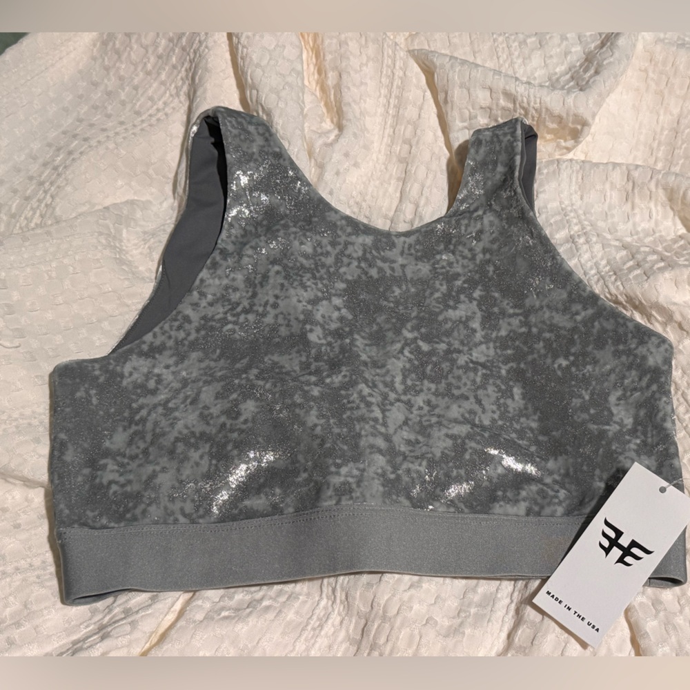 Heroine Sport Brand New With Tags Gray Sparkle Crop Top Size S